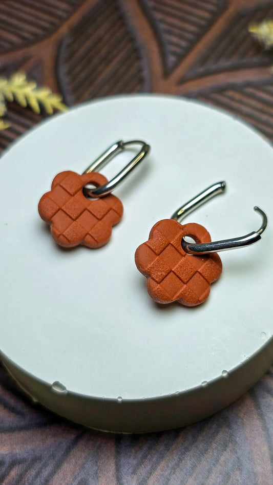 Checkered Rust Floral Charm