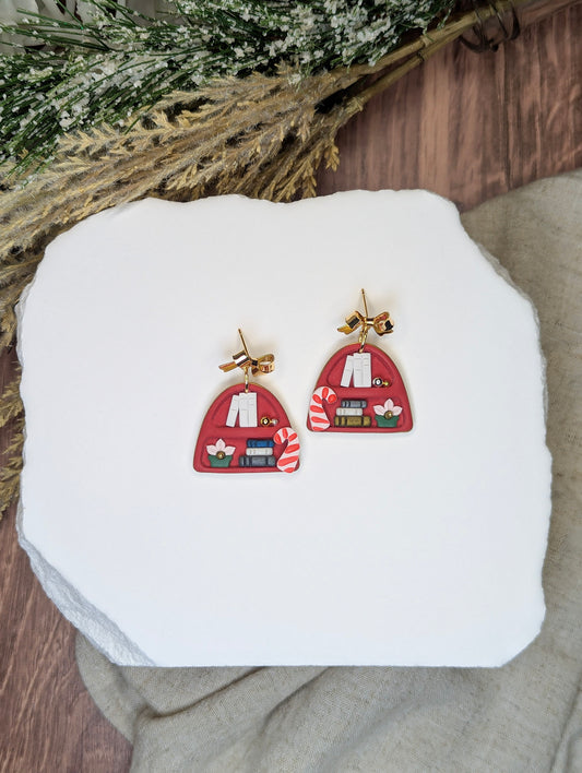 Short Arch Christmas Bookshelf - Red