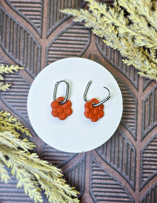 Checkered Rust Floral Charm